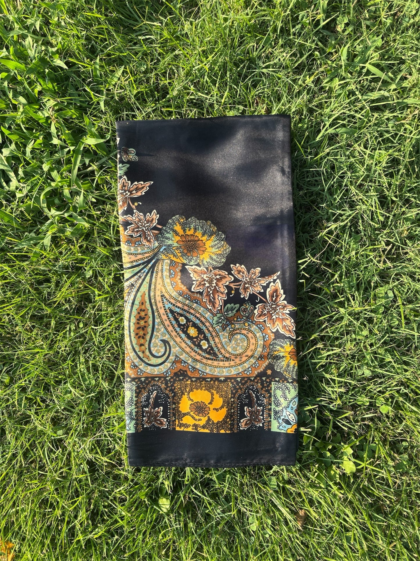 Black Printed Headwrap/ Scarf