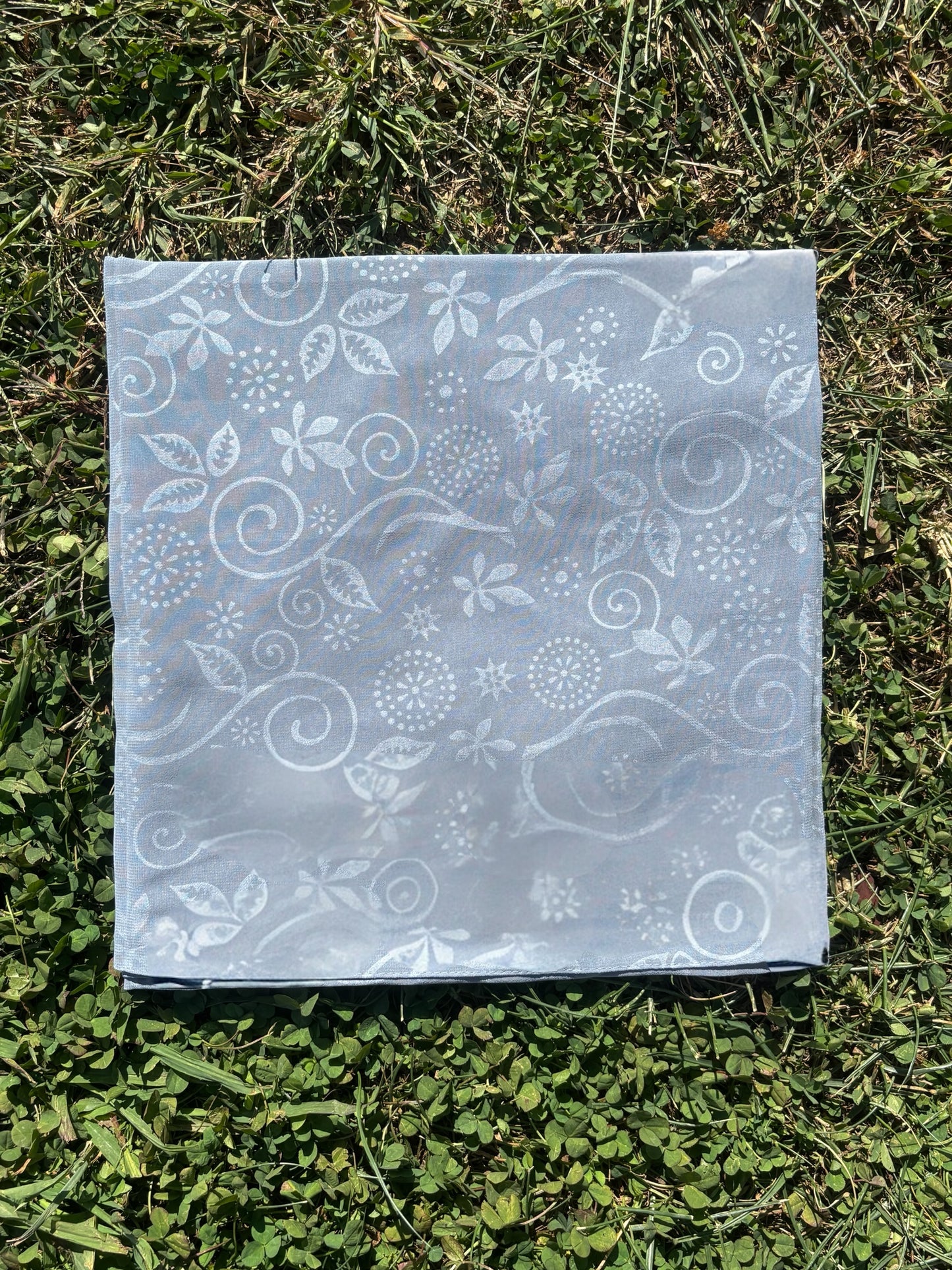 Gray Sheer Printed Scarf/ Headwrap