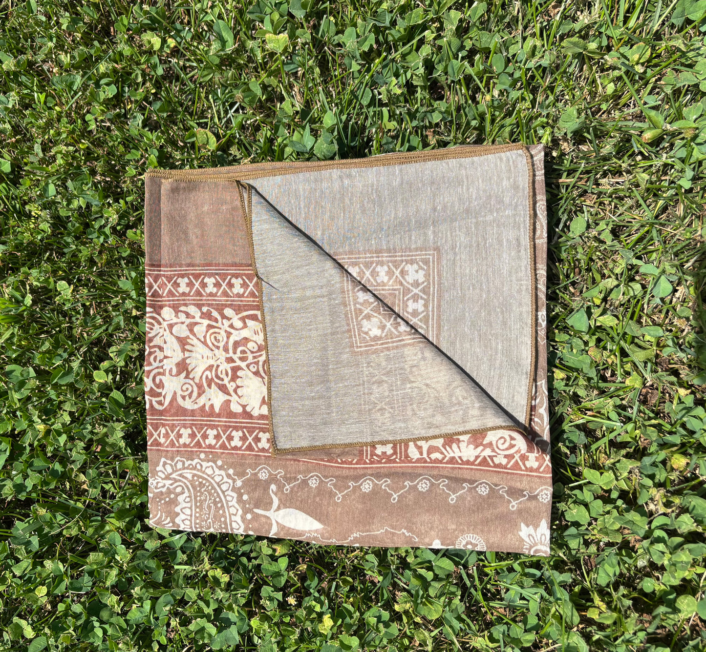 Soft Brown Paisley Print Headwrap/ Scarf