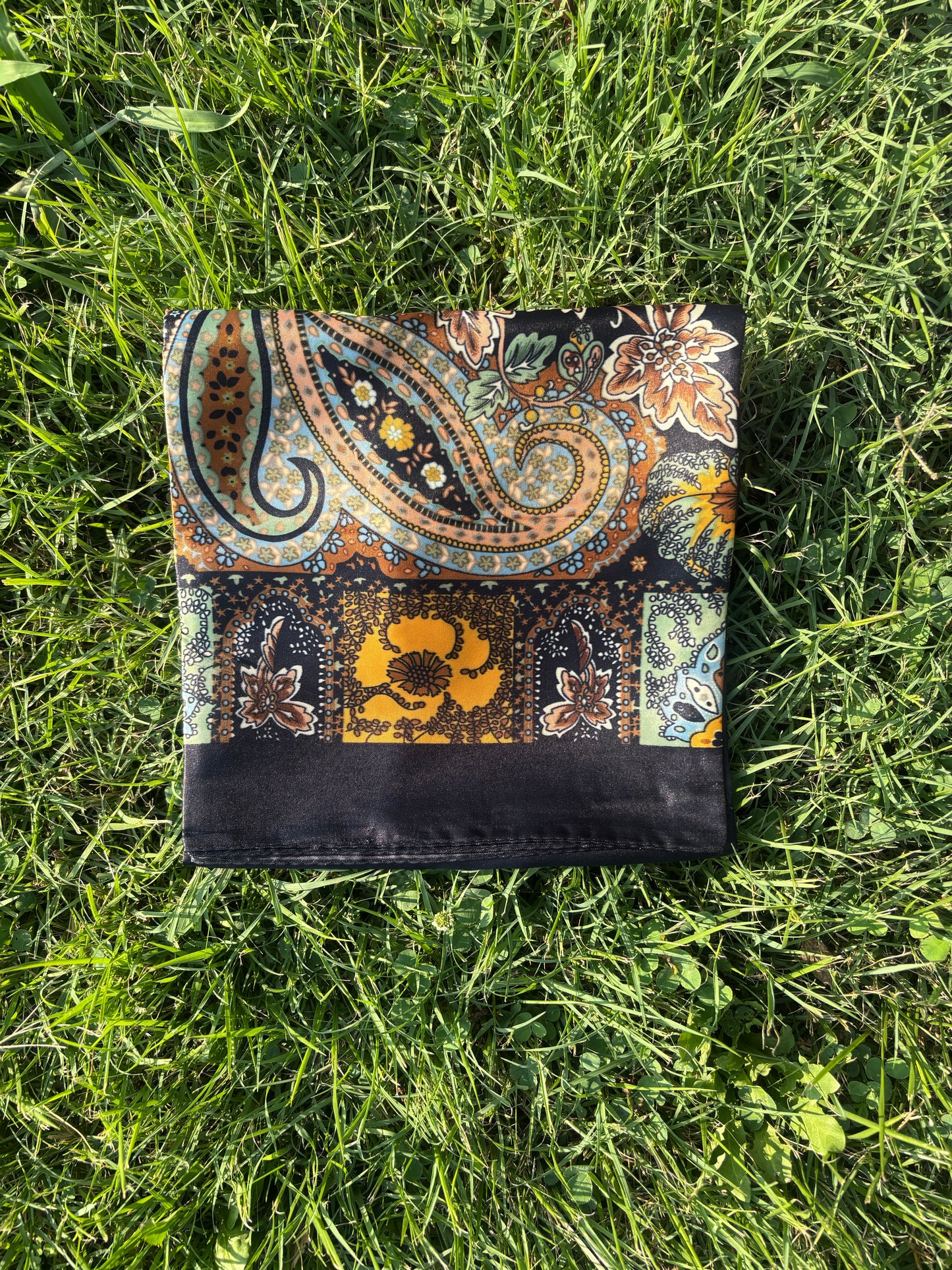 Black Printed Headwrap/ Scarf