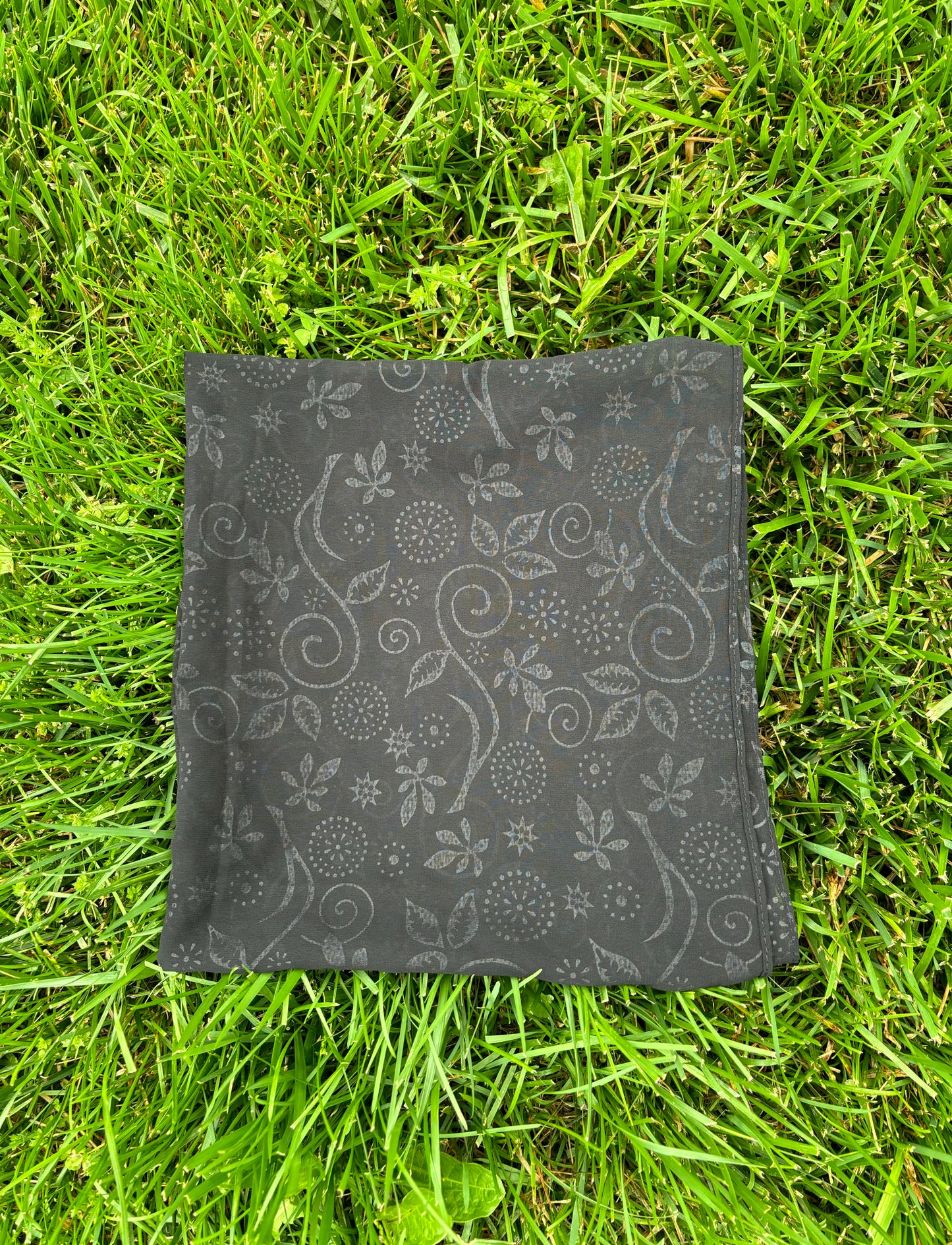 Black Sheer Printed Scarf/ HeadWrap