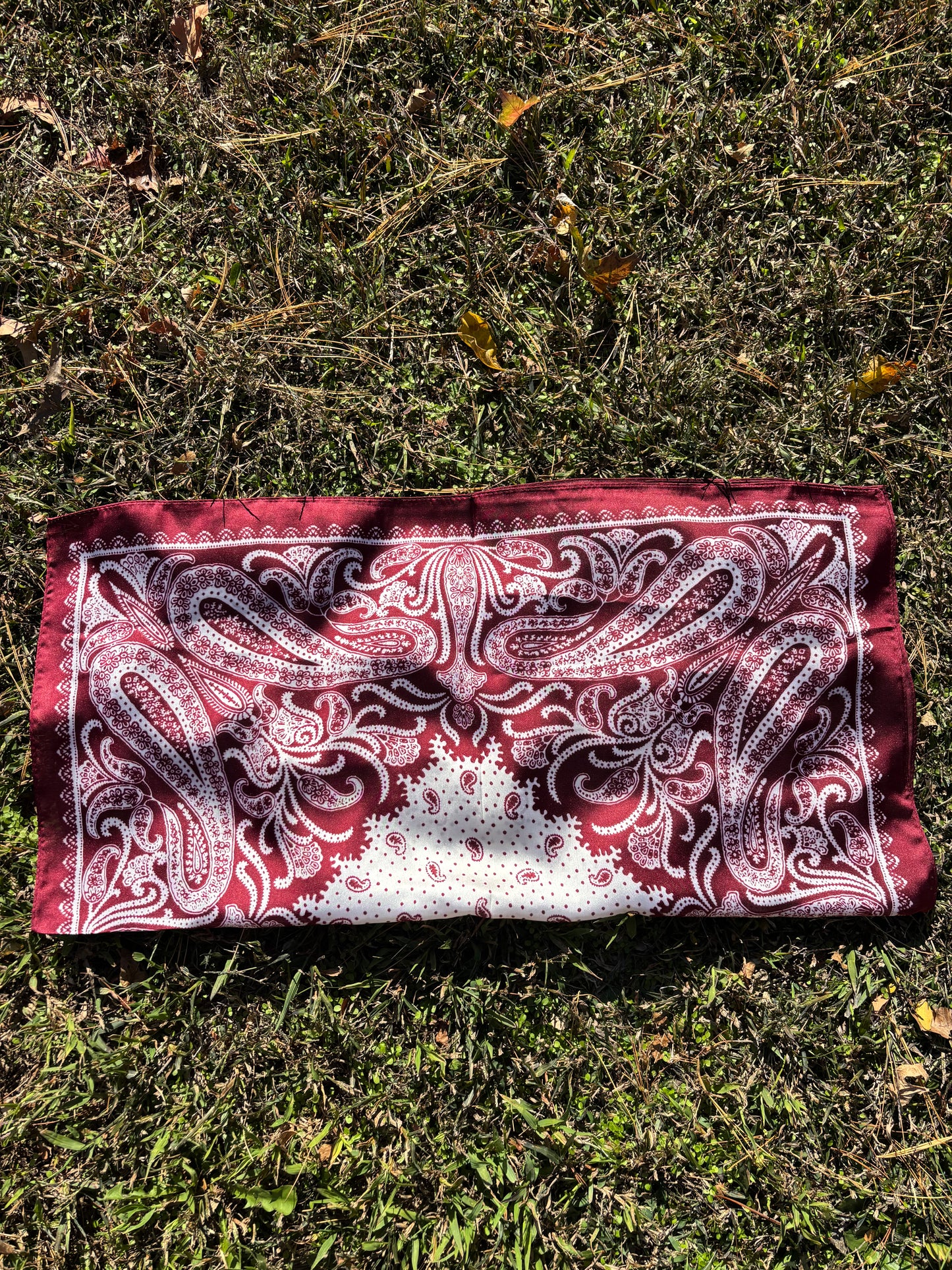 Burgundy & White Printed Headwrap