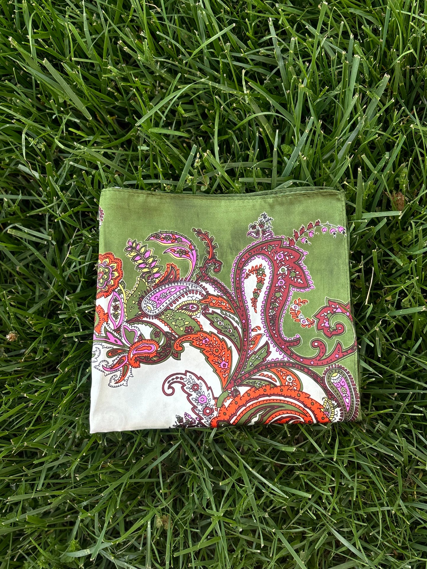 Tan/Green Printed Headwrap