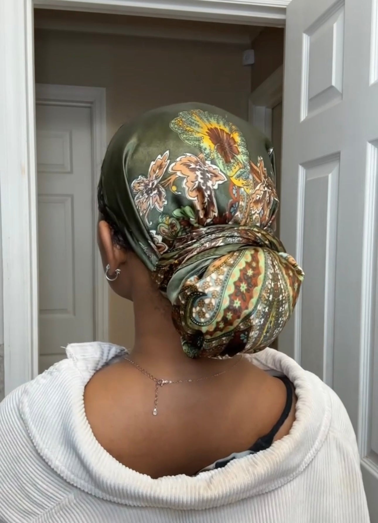 Green Printed Headwrap/ Scarf