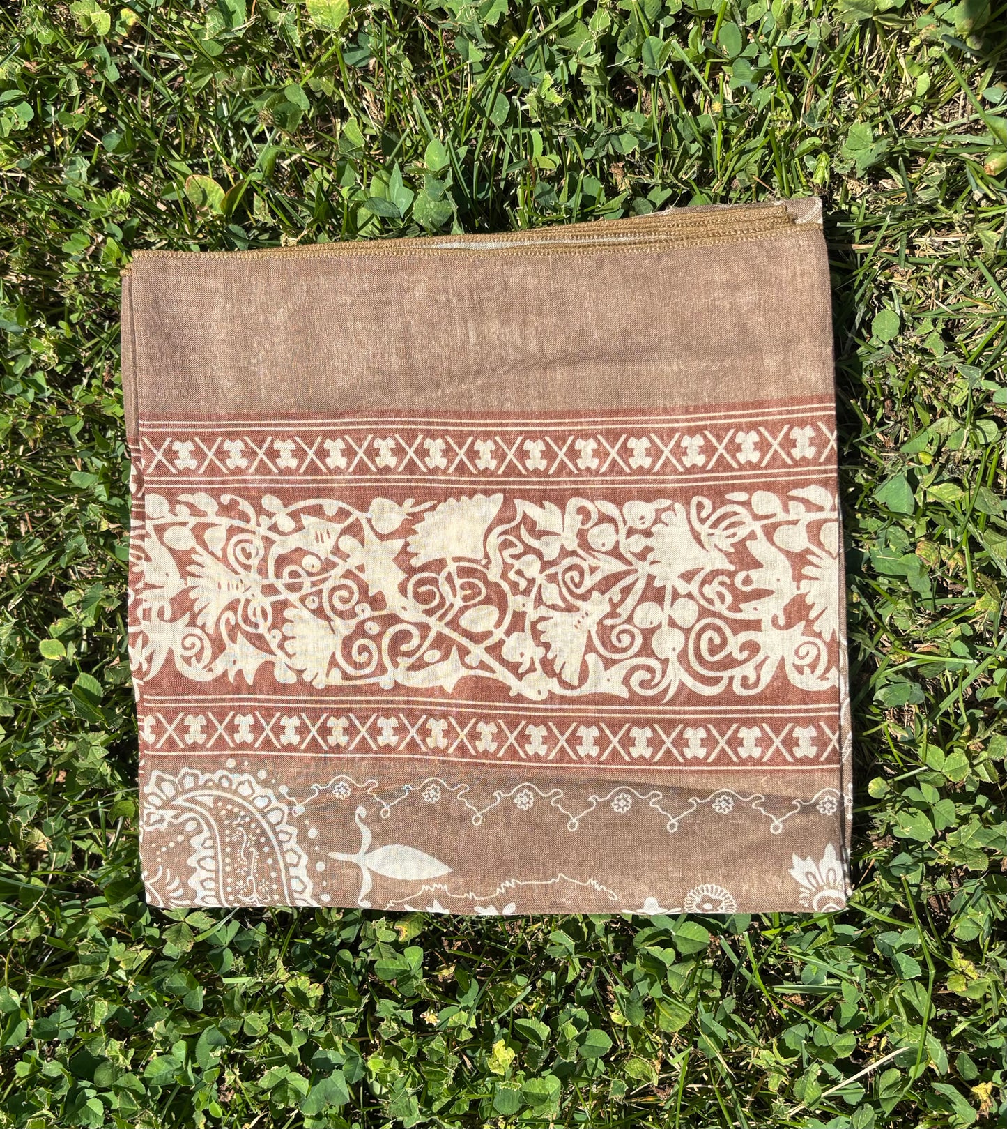 Soft Brown Paisley Print Headwrap/ Scarf