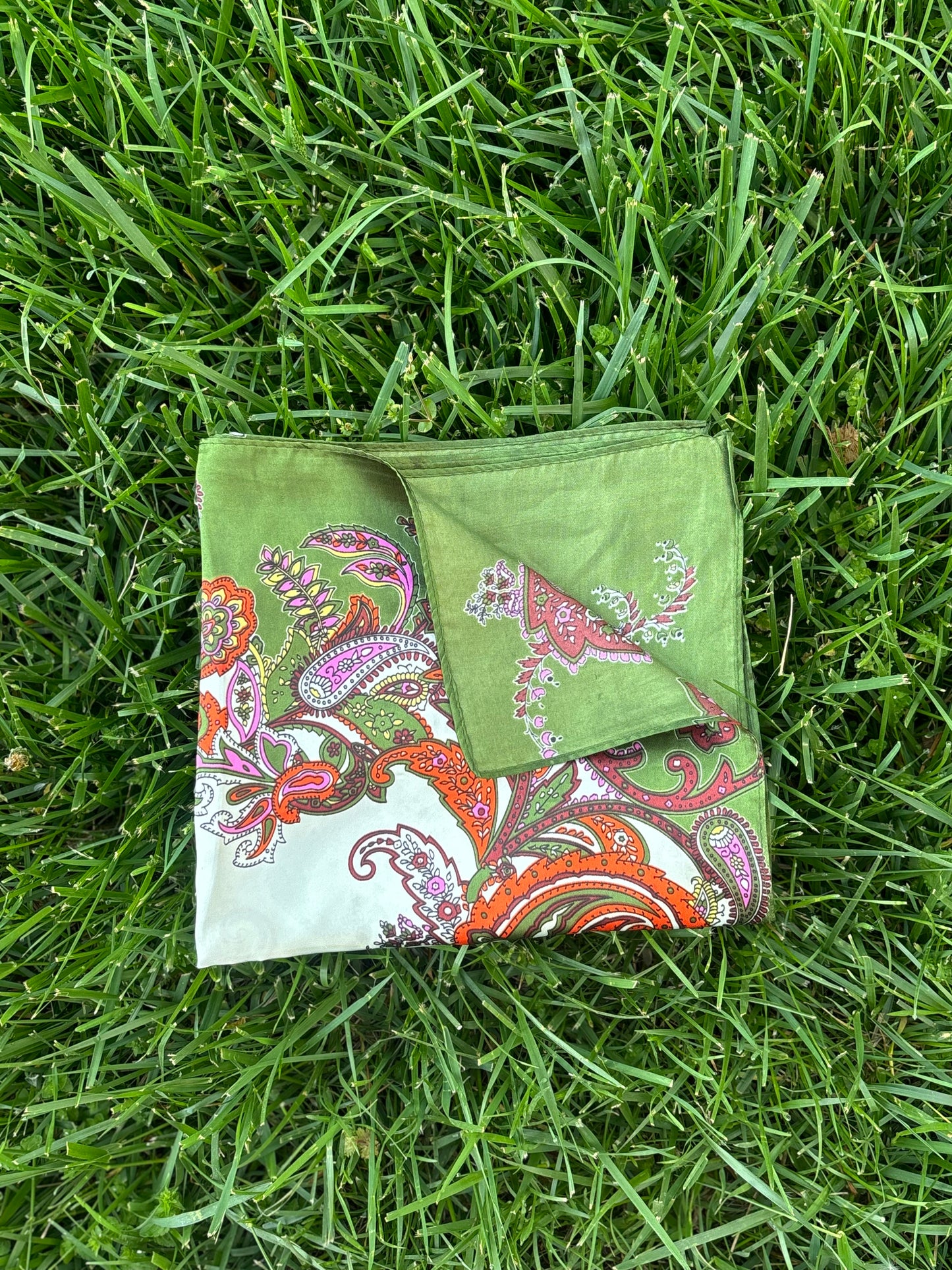 Tan/Green Printed Headwrap