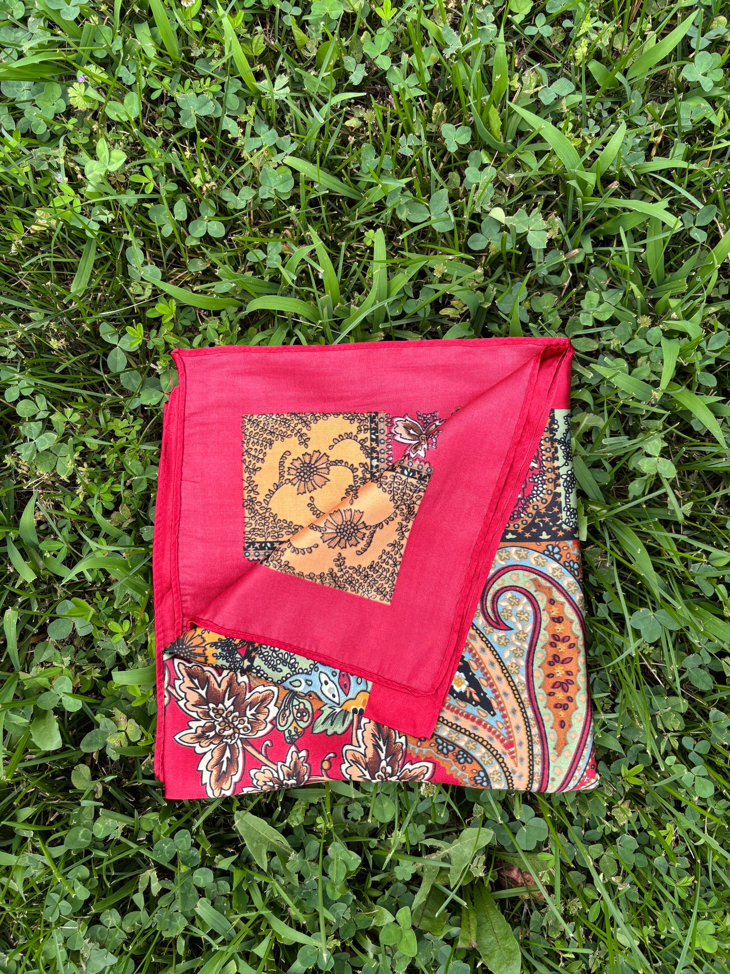 Red Printed Headwrap