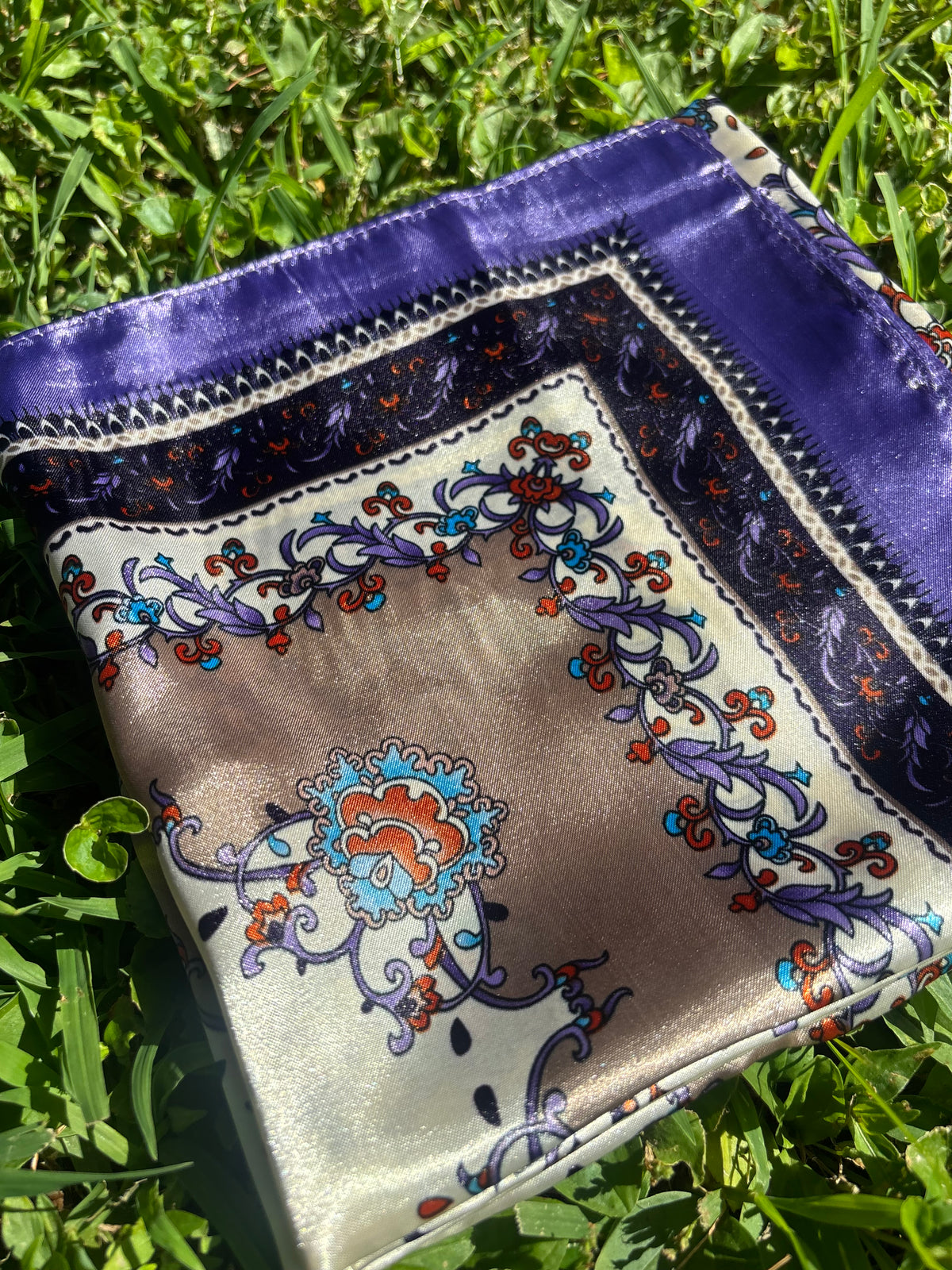 Beige & Purple Printed Paisley Headwrap