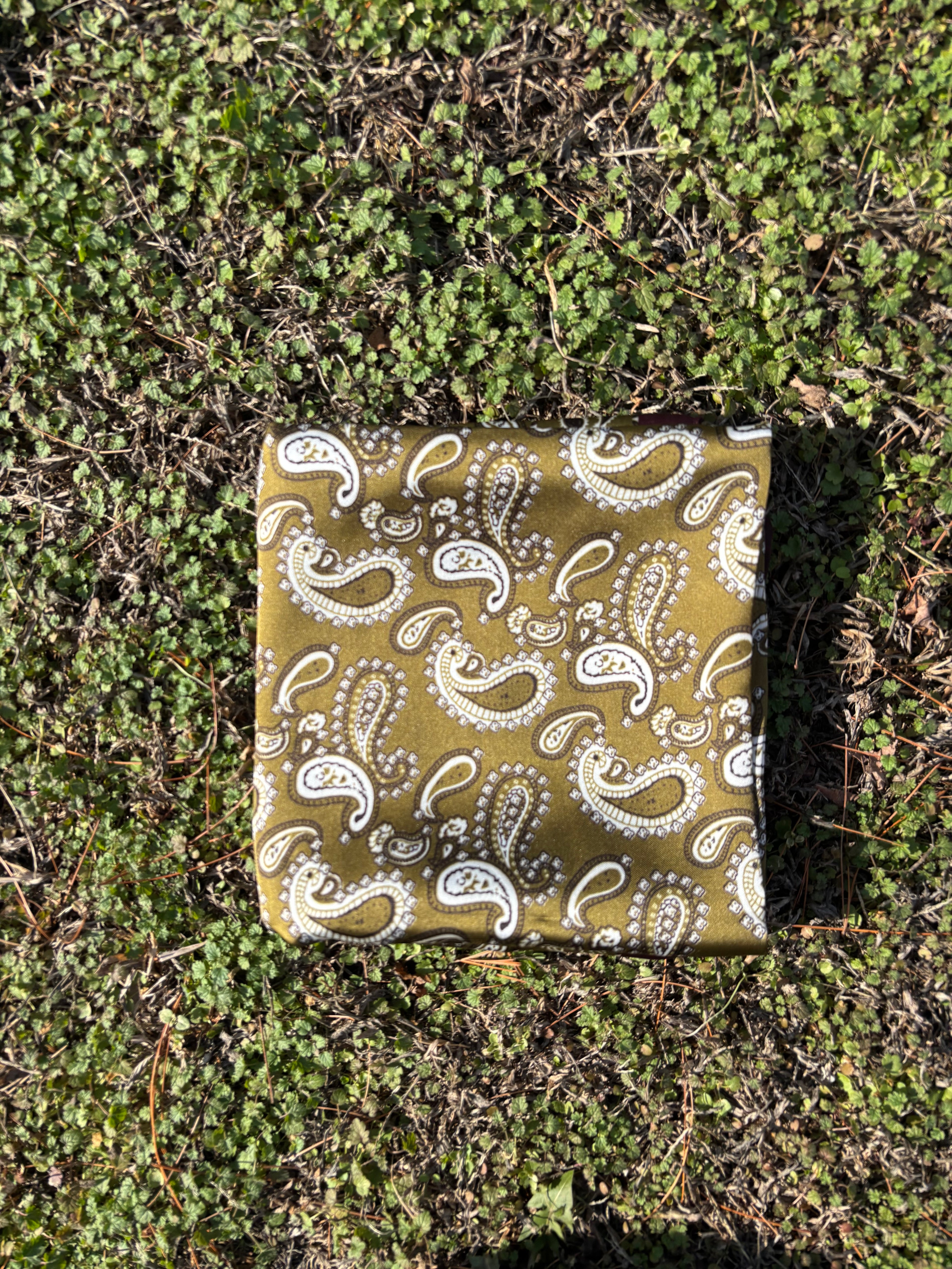 Olive/Burgundy Printed Headwrap/ Scarf