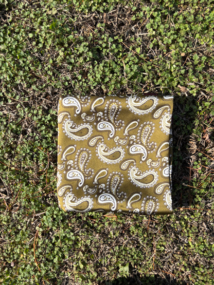 Olive/Burgundy Printed Headwrap/ Scarf