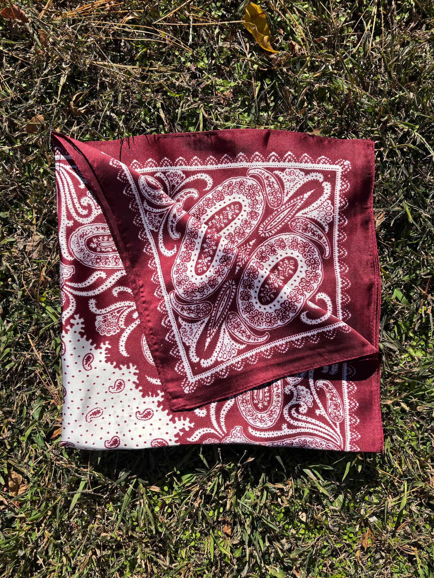 Burgundy & White Printed Headwrap