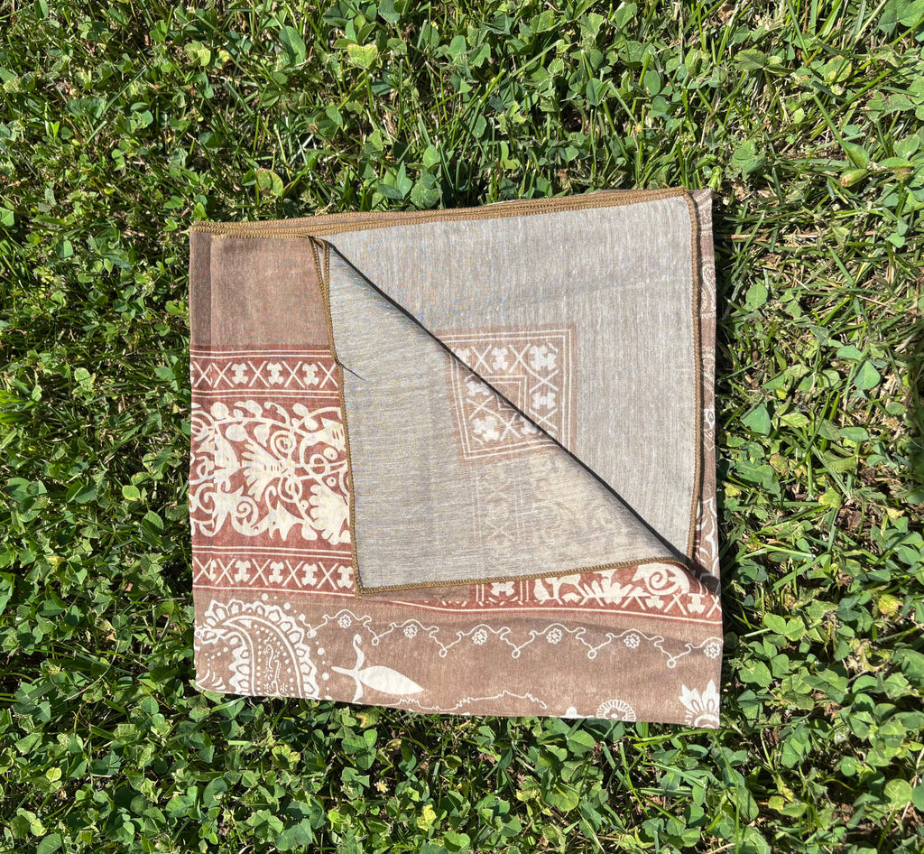 Soft Brown Paisley Print Headwrap/ Scarf