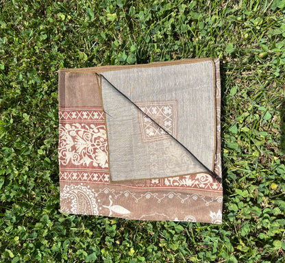 Soft Brown Paisley Print Headwrap/ Scarf