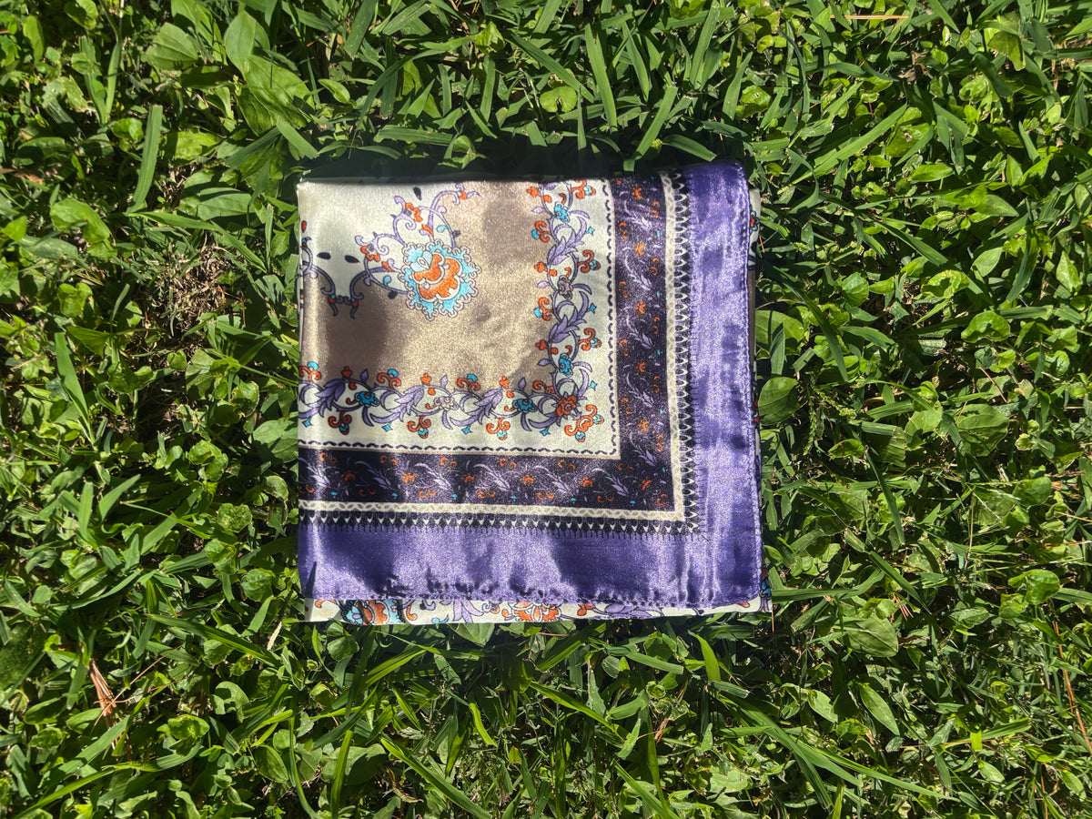 Beige & Purple Printed Paisley Headwrap