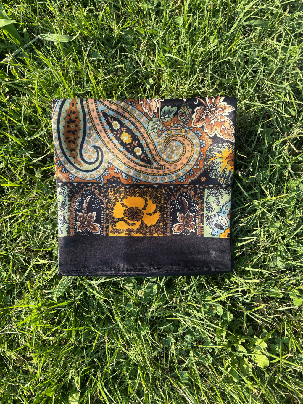 Black Printed Headwrap/ Scarf