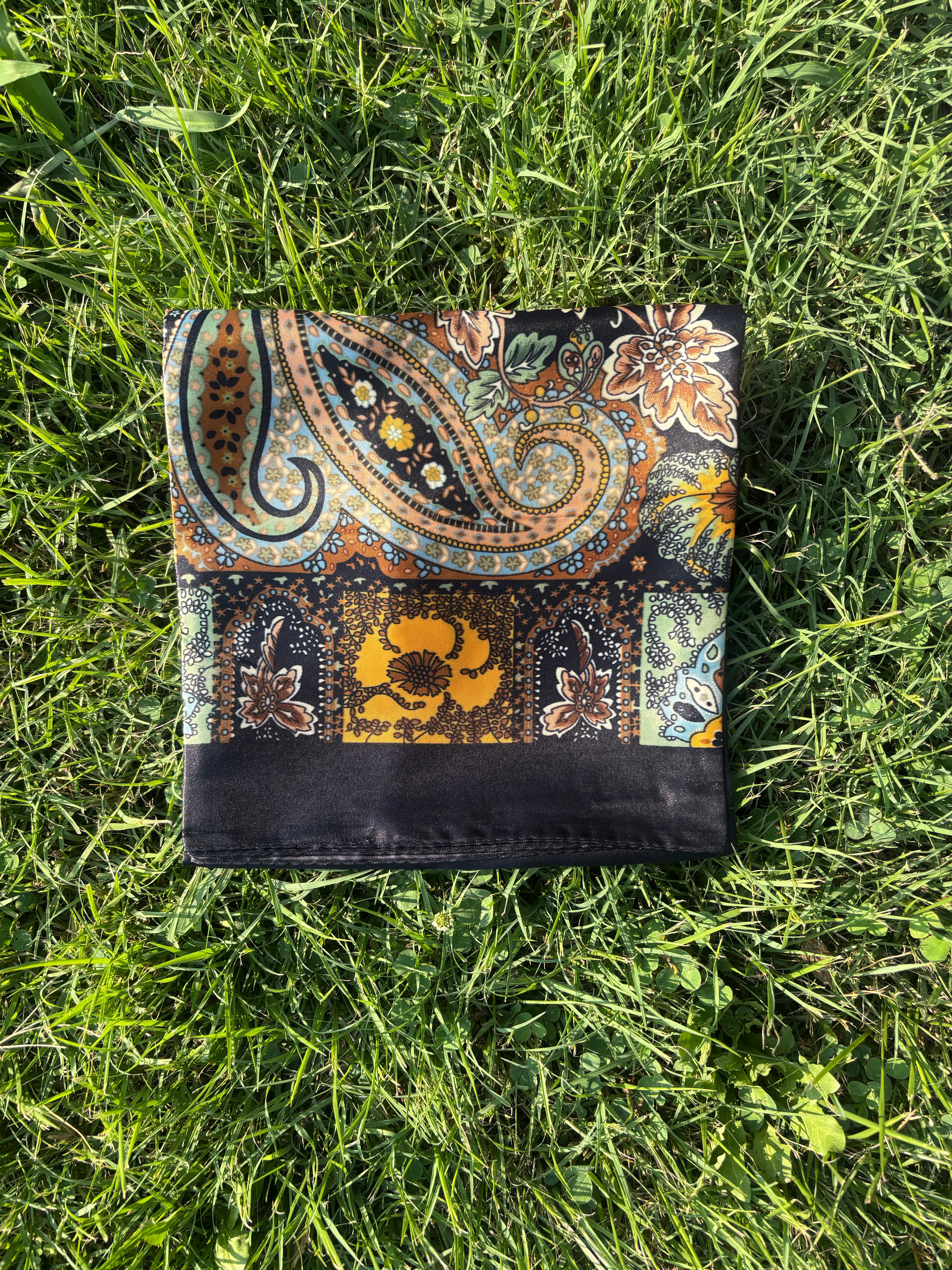Black Printed Headwrap/ Scarf