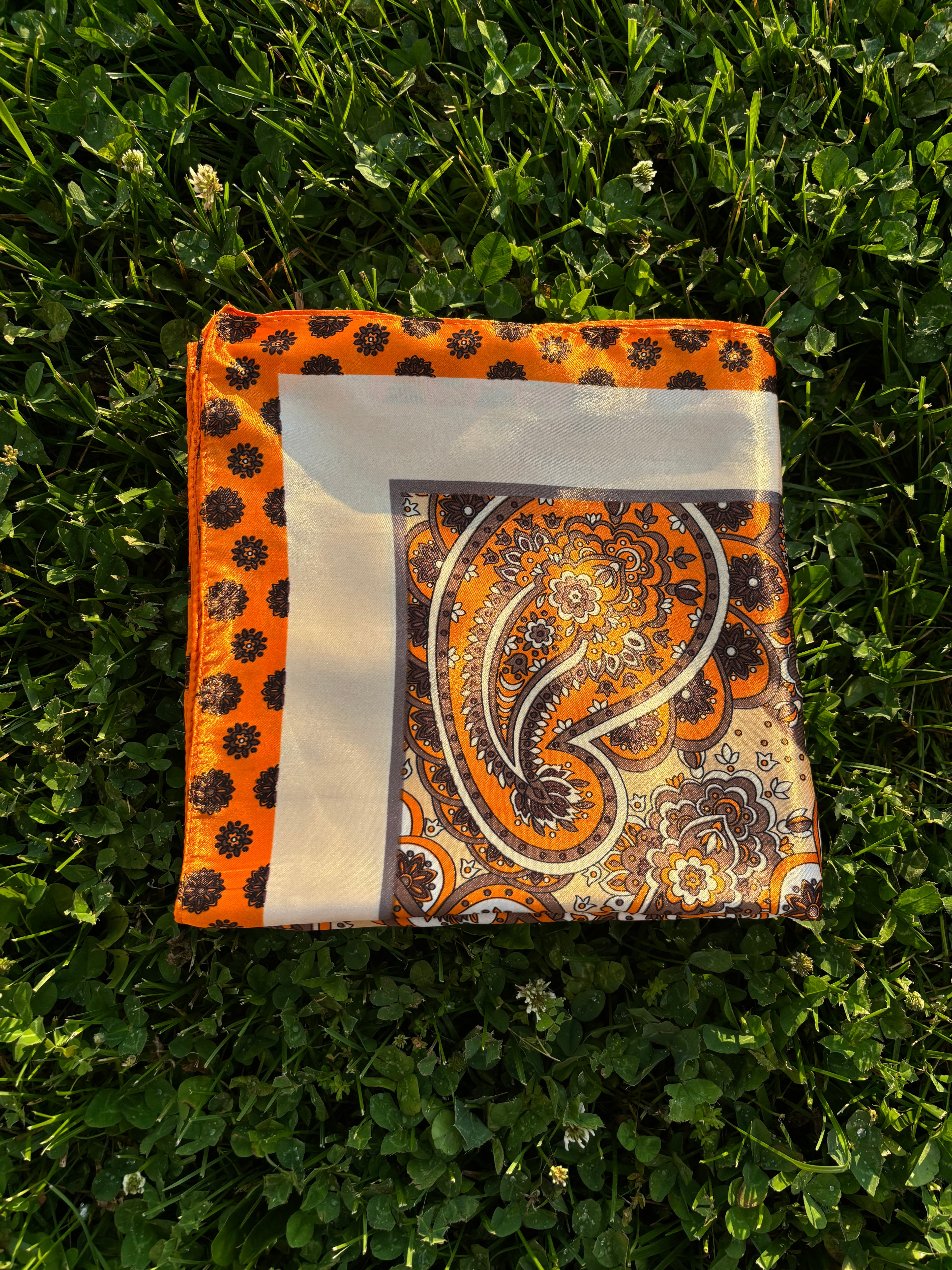 Orange/White Printed Headwrap