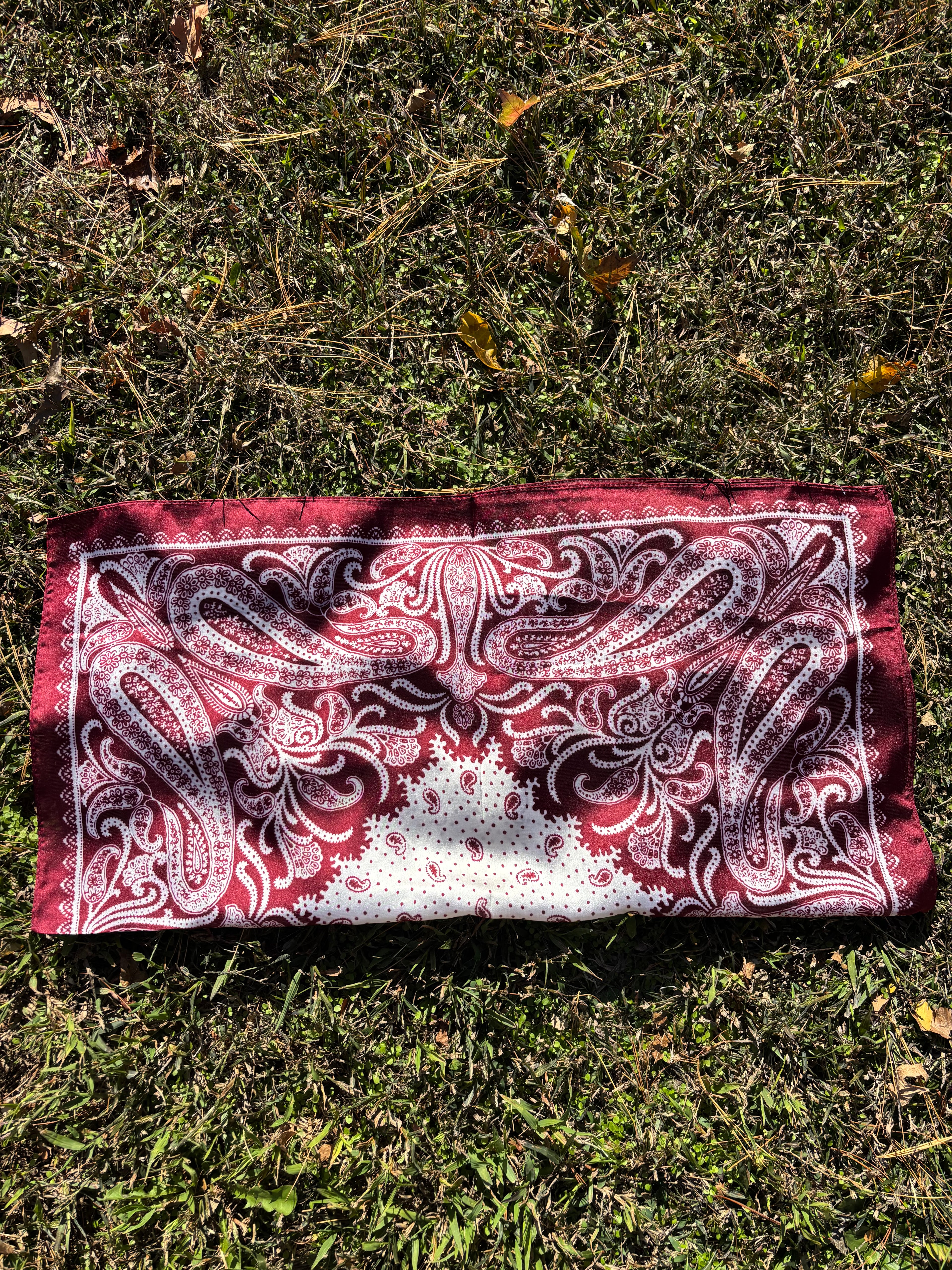 Burgundy & White Printed Headwrap