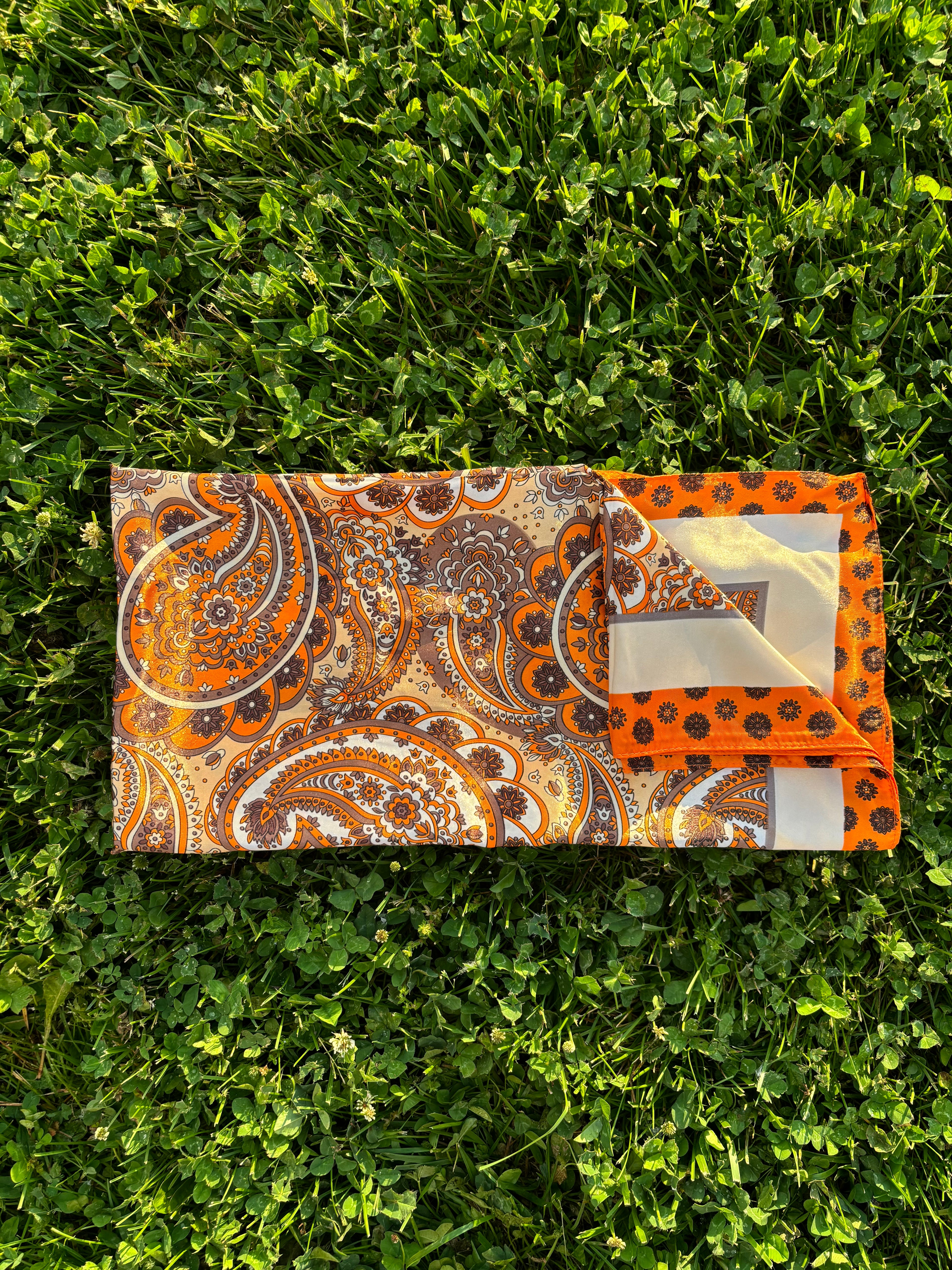 Orange/White Printed Headwrap