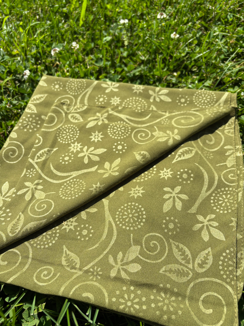 Green Sheer Printed Scarf / Headwrap