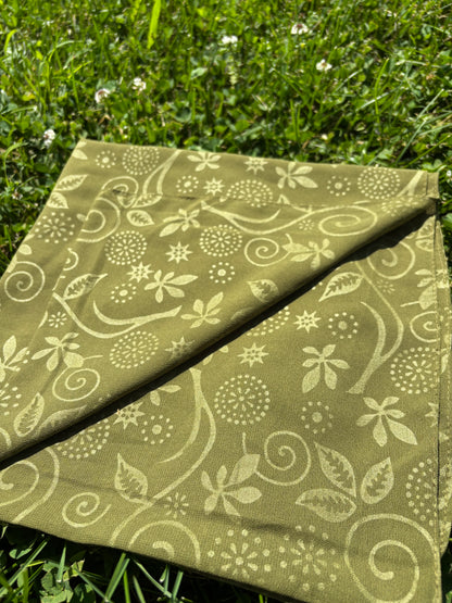 Green Sheer Printed Scarf / Headwrap