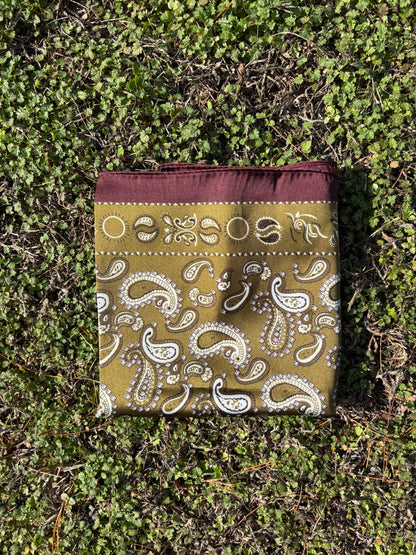 Olive/Burgundy Printed Headwrap/ Scarf