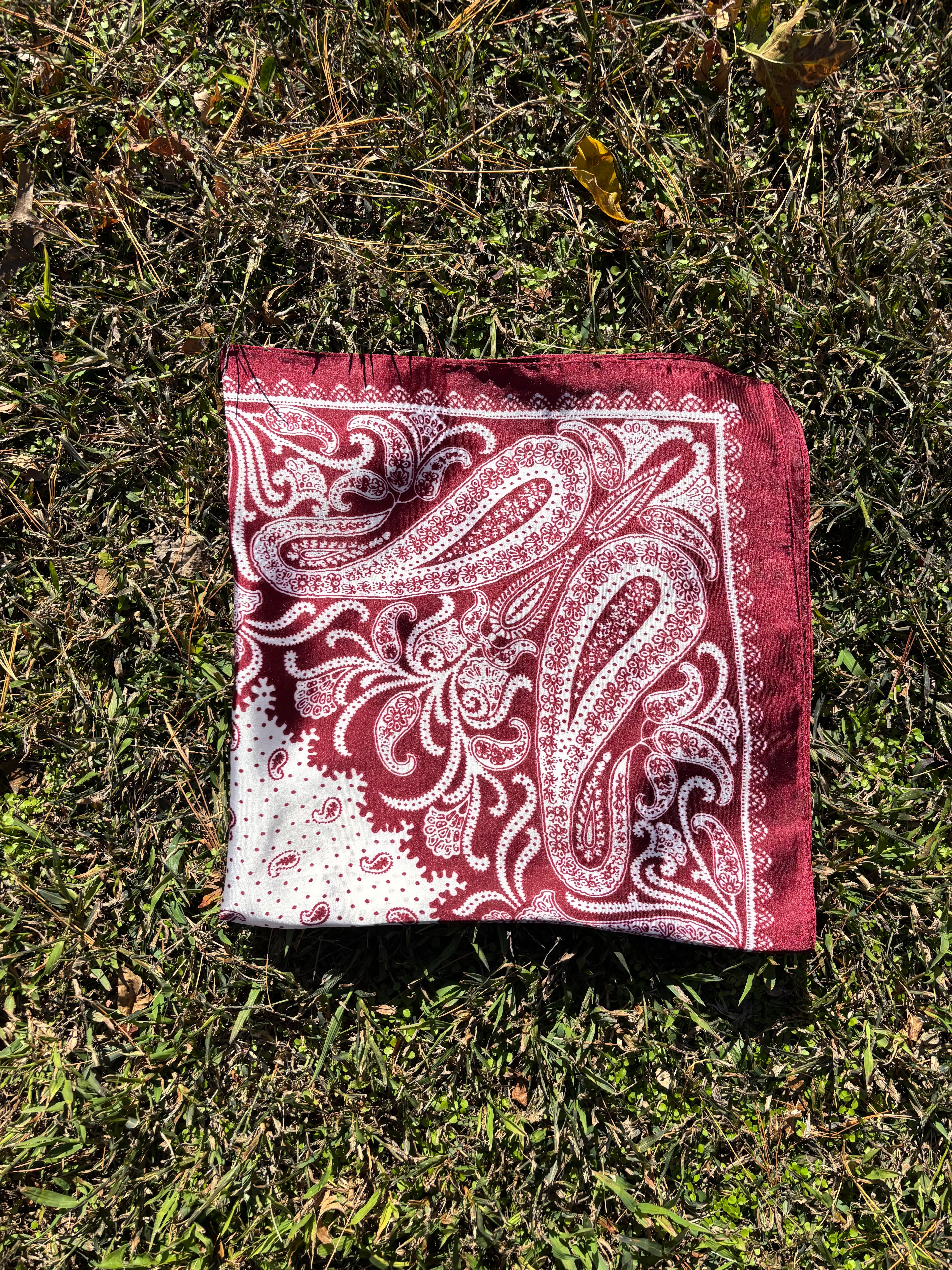 Burgundy & White Printed Headwrap