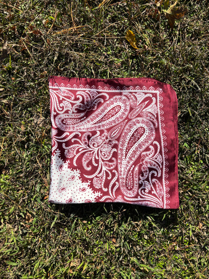 Burgundy & White Printed Headwrap