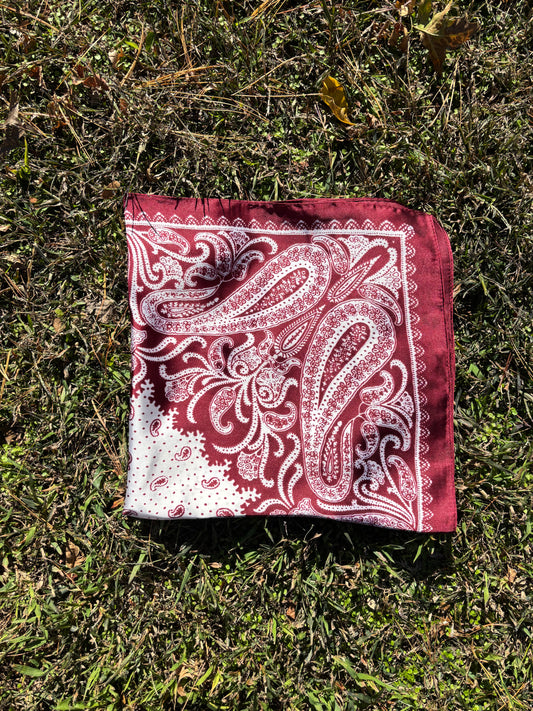 Burgundy & White Printed Headwrap