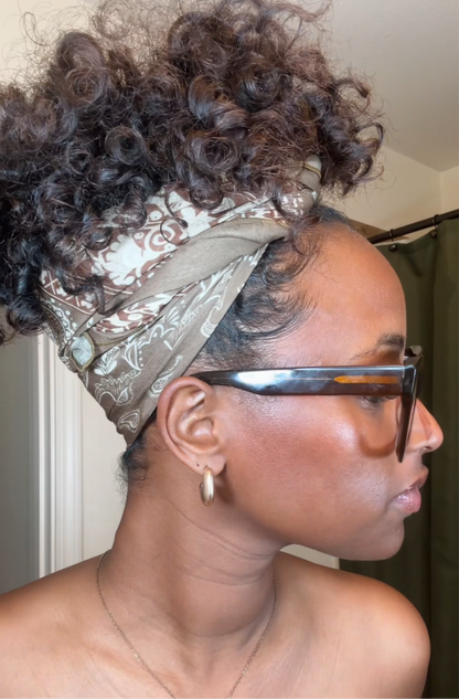 Soft Brown Paisley Print Headwrap/ Scarf