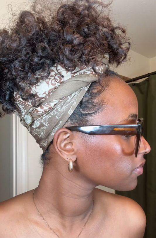 Soft Brown Paisley Print Headwrap/ Scarf