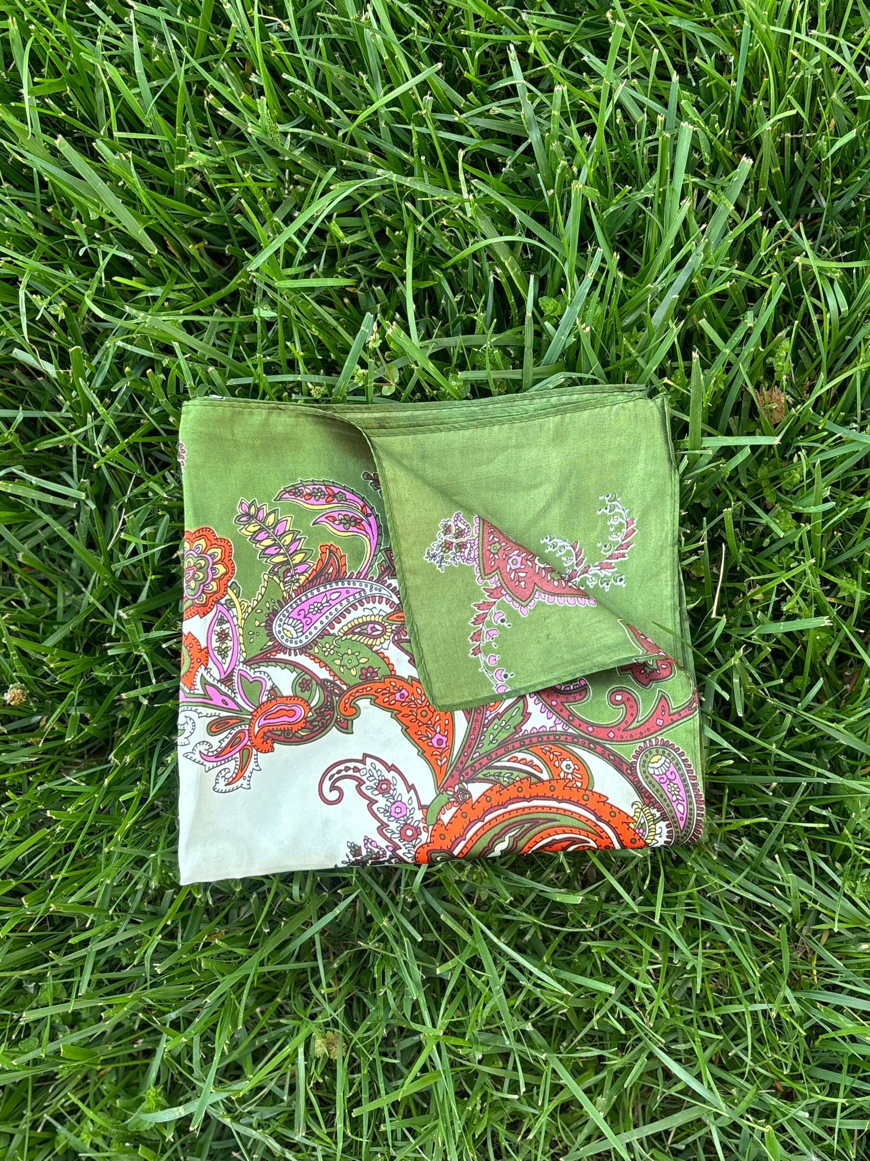 Tan/Green Printed Headwrap