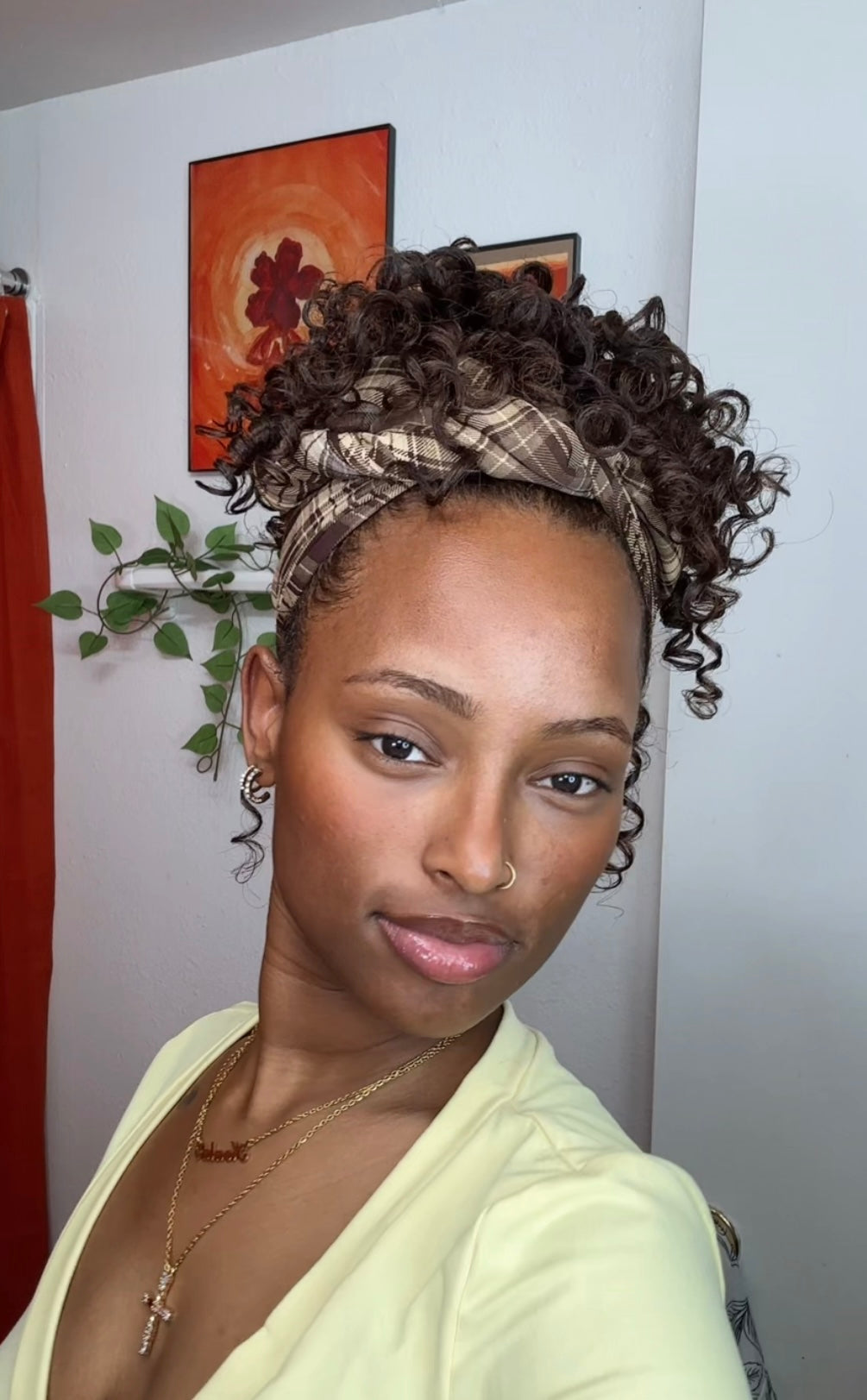 Brown Plaid Headwrap