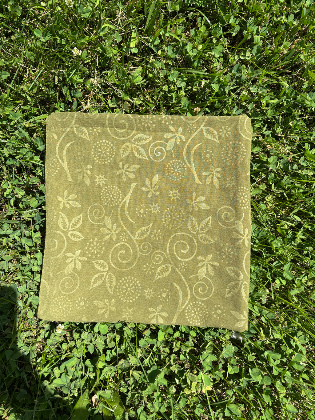 Green Sheer Printed Scarf / Headwrap